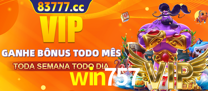 Banner promocional do win757 oferecendo 100% de recompensas adicionais contínuas para quem fizer o login diário (Daily sign-in), com um mascote de coelho.
