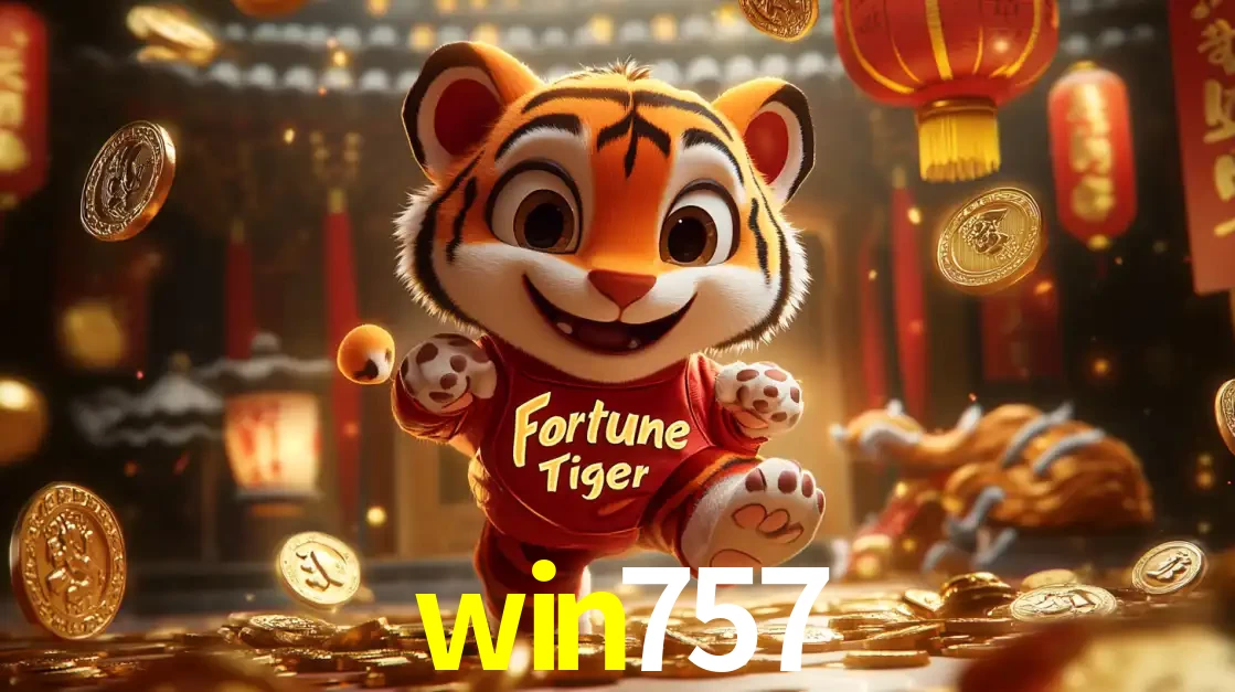 O alegre personagem do Fortune Tiger correndo sobre um caminho de moedas de ouro, simbolizando os grandes prêmios e a diversão do popular jogo de slot do win757.